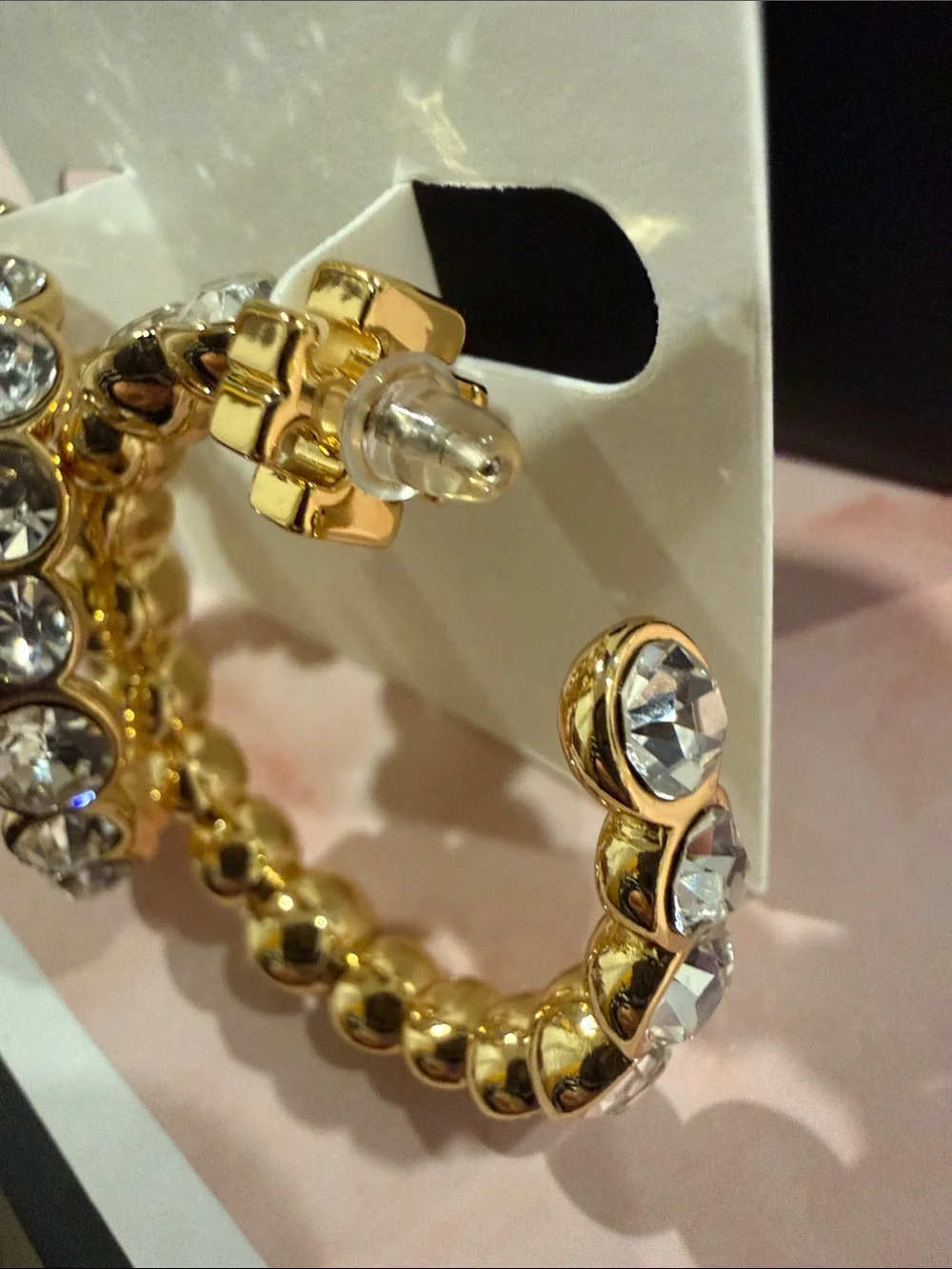 Tory Burch | Gold Plated Crystal Hoop Earrings | Large